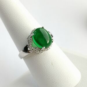 Sterling silver green onyx cz  ring size 9